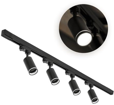 3-Phasen-Schienen-Set NEXTRACK - Schienensystem Komplett-Set 4x GU10 Lampe + 1m Schienensatz Schwarz