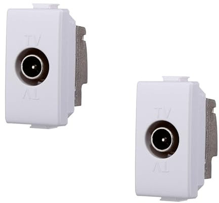 Presa tv, presa sat, presa di rete CAT5/CAT6, Presa tv RJ11 compatibile con Bticino Matix (Presa passante, 2)