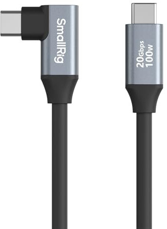 SMALLRIG USB C auf USB C Datenkabel, 60 cm (gerade auf abgewinkelt), Typ C 3.2 Gen 2x2 Kabel, 20 Gbit/s, High-Speed-Datenübertragung, unterstützt PD 100 W Schnellladung, für iPhone und Kameras usw