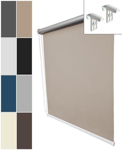Verdunklungsrollo Thermo Rollo ohne & mit Bohren Sonnenschutz für Fenster Tür lichtundurchlässig B70 x H220 cm Stoff Blau, Klemmfix Verdunkelungsrollo Seitenzugrollo Kettenzugrollo Klemmrollo
