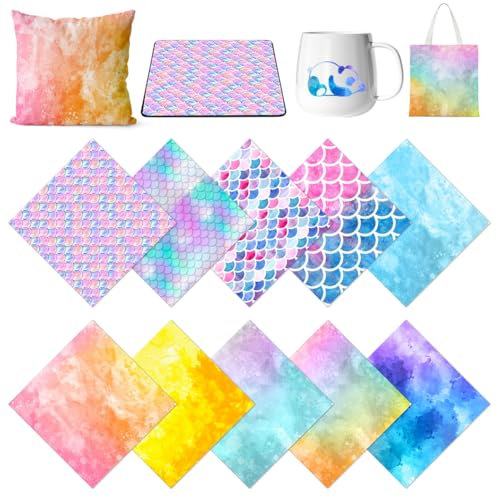 Infusible Transfer Ink Sheets für Cricut 10 Farbe Tie Dye Infusible Ink Folie 30.5x30.5cm Sublimation Papier Sublimationstintenblatt für Wärmepressmaschine für for DIY T-Shirt, Tasse, Canvas Tote