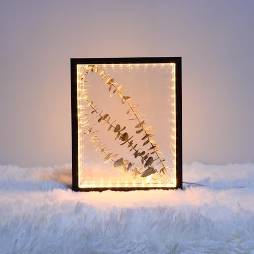 HanYun 3D Bilderrahmen Zum Befüllen mit LED-Lichterketten, 21.5X26.5cm Bilderrahmen Schwarz n tiefer 3.8cm, Objektrahmen 3D Rahmen für Objekte Bilder Blumen Erinnerungsbox für Andenken