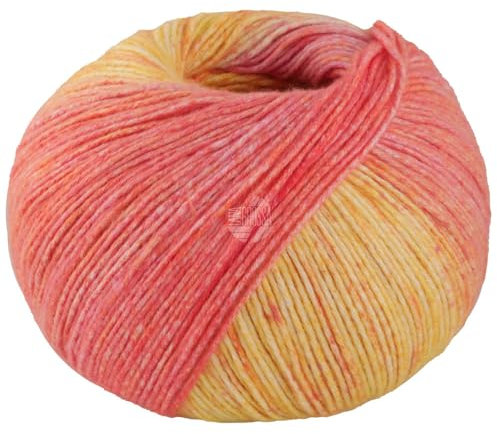 LANA GROSSA Gomitolo Mambo | Flauschig Baumwollgarn mit Streifen-Farbverlauf aus dem Knäuel | Handstrickgarn aus 100% Baumwolle (Bio) |100g Wolle zum Stricken & Häkeln | 240m Garn FB 2031