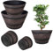 KADAX Set di 2 Vasi Ø 40 cm + 52,5 cm, in Plastica Effetto Legno per Giardino, Balcone o Terrazza, con Secchio (Marrone/Nero)