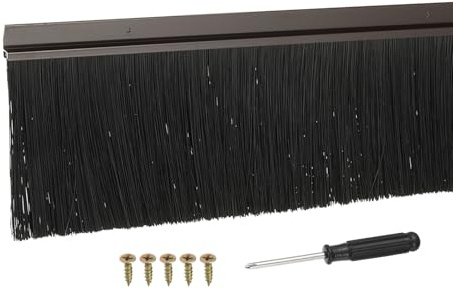 YELARXI Aluminum Alloy Brush Sweeps 3.1 Black PP Brush 39L x 4.1W Brown | Door Sweep for Gaps of Door Bottom - H-Shape Holder