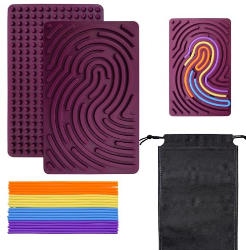 BEELUKY Sensorik Activity Board Spielzeug Activity Board Sensorisches Aktivitätstafel Sensorik Spielzeug mit Reisetasche 20 Silikonstreifen für Kinder ab 3 Jahr Erwachsene Stressabbau (Lila)