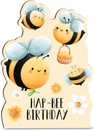 Lustige Geburtstagskarten für Frauen Hap-bee Holzkarte - Geburtstagskarte - Imker Geschenke, Bienen Geschenk, Imker Geschenkideen, Geschenk für Imker, Geschenke für Imker