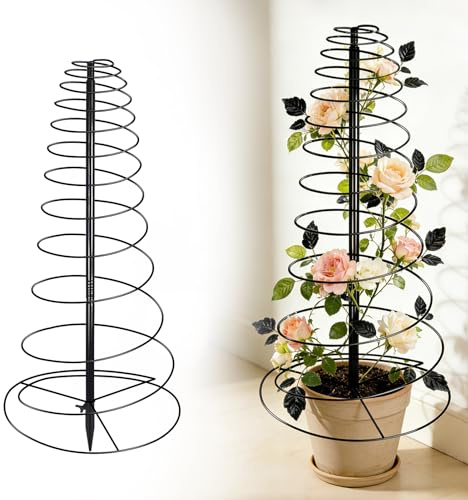 Rosen Rankhilfe Metall für Kletterpflanzen, 40-180cm Verstellbarer Höhe Pflanzen Rankhilfe für Gemüse Blumen Rebe Unterstützung, Boden mit Befestigung