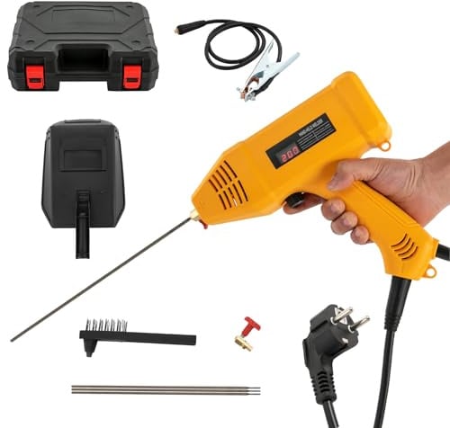 Handschweißgerät 220V 3000W Elektroden Schweißgerät,mit Werkzeugkoffer und 1 Satz* Schutzmaske,Tragbare Lichtbogenschweißgerät für 1.6-3.2 mm Elektrode 2~14 mm Schweißdicke (Orange)