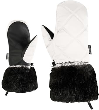 Ziener KWINZI-Z - Manoplas de esquí para Mujer, puños de Piel sintética, térmico, Impermeable, Color Blanco, 7,5