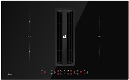 CIARRA ONE CBBEH834BBFF Placa Inducción Extractora Integrado, 80 cm, Vitroceramica 4 Fuegos, Sistema de Plasma, Booster, Función Puente, Clase A