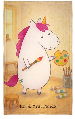 Mr. & Mrs. Panda Handtuch Einhorn Künstler Design - Geschenk, Englisch, Kleines, gäste wc, Gästehandtuch 30x50, Unicorn, Klein, Stift, Welt, Mini-Handtuch
