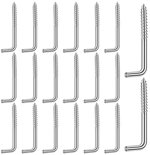 SynHHergyx 20 Stück Haken zum Schrauben, 50mm×17mm Edelstahl Galvanisch Schraubhaken L-förmig Hakenschrauben für Heim Büro Hängepflanzen, Lichter, Kleidung, Taschen, Spiegel