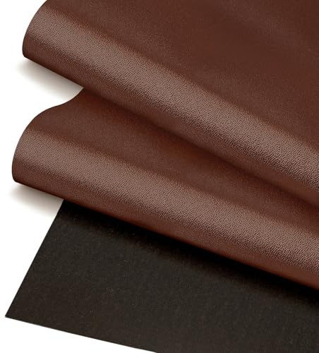 JERLITU Braun Kunstleder Meterware Lederimitat Leder Stoff für Autositze | 50x140cm Hochwertiges Kunstleder Stoff Meterware, Wasserdicht Lederstoff für Möbeldekoration Polsterung Autositze Kleidung