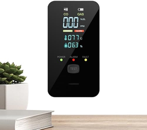 Kohlenmonoxidmelder | 4-in-1 digitaler tragbarer Monitor | Wohnmobil Gaswarner mit Temperaturalarm | Für Wohnzimmer, Küche, Schlafzimmer, Flur, Wohnmobil, Hotel, Apartment, Wohnheim