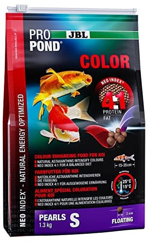 JBL - Comida para colorantes Koi, Perlas de alimentación flotantes, Forro Especial ProPond Color, tamaño S, 1,3 kg