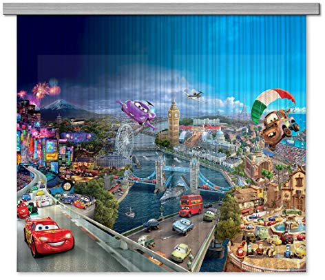 AG Design Disney Cars Polyester Vorhänge Autos Kinderzimmer 180 x 160 cm Gardinen 2 Teil | FCSXL 4326