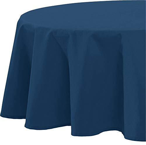 REDBEST Tischdecke, Tischwäsche Uni Seattle, 100% Baumwolle dunkelblau Größe rund: 160 cm Ø - Robustes, glattes Gewebe, mit hochwertigem Kuvertsaum