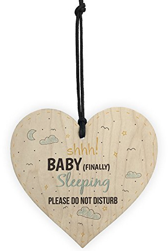 Red Ocean Baby Sleeping Hanging Heart Baby Son Daughter Bedroom Plaque Do Not Disturb Door Sign New Born Christening Gift