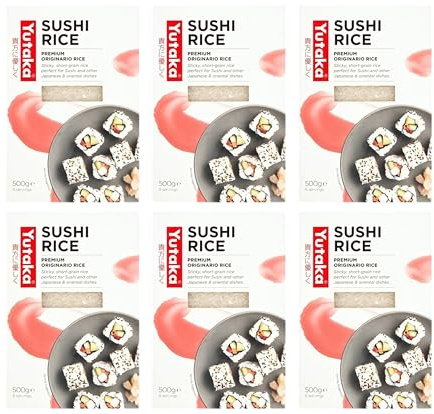 Yutaka - Premium Grade Sushi Rice, 500g (Pack of 6) - Japanese-Style Sticky Short Grain Rice - Makes 6 Servings - Ideal for Sushi, Onigiri, Rice Bowls & Oriental Dishes - Quick & Easy to Prepare