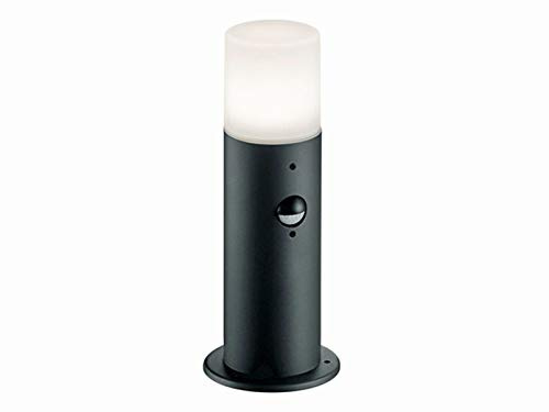 meineWunschleuchte Sockel-Leuchte mit Bewegungsmelder Aluminium Anthrazit | mit E27 LED, Höhe 30cm, moderne Pollerleuchte, Schutzklasse IP44, für Wegbeleuchtung Garten Außen