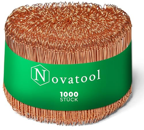 Novatool 1.000 Stück Rödeldraht mit Ösen 1 x 140mm Bindedraht verkupfert, robust & langlebiger Drilldraht, Drahtbinder, Ösendraht, Drahtschlaufen, Ideal als Floristendraht und Blumendraht