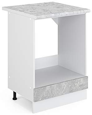 Vicco Oven housing cabinet Raul, Concrete/White, 60 cm with worktop