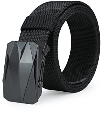 TEAMMAO Gürtel Herren Taktischergürtel Militärgürtel Stoffgürtel Große Taille 110CM-200CM Nylon Automatische Schnalle Breite 3,8CM Geschenkbox.(Schwarz,Für Taille 166cm-175cm (Länge 200cm))