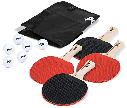 Penn Sport Ping Pong Paddle Set (4-Player Bundle), 6 Star Balls, Portable Storage Case with Organizer, Complete Table Tennis Set with Advanced Speed, Indoor or Outdoor Play