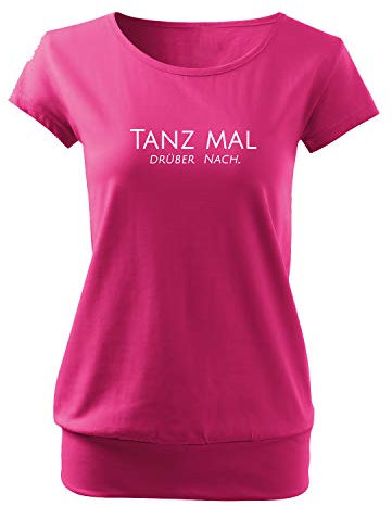 OwnDesigner Tanz mal drüber Damen Tshirt & Frauen T Shirt mit leichtem Ausschnitt für Top-Style (City-465-L-Pink)