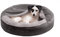 FurHaven 24 Round Small Donut Dog Bed Plush Velvet Waves Hooded Calming Cuddler, Washable - Dark Gray, Small