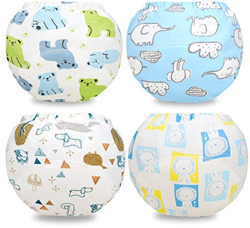 AolsteCell Flyish Potty - Pantaloni da allenamento per bambini e bambine, 4 confezioni multicolore 12 Mesi