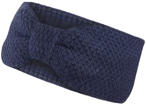 Gefüttertes Stirnband Haarband Ohrenwärmer für Damen und Mädchen, Strickmuster mit Schleife und weichem Fleece Innenfutter, SB1019X