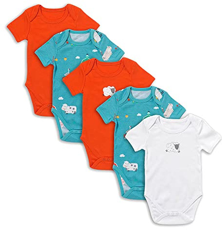 Schlummersack Kurzarm Baby Body Set 100% Bio Baumwolle Bauernhof Größe 86 12-18 Monate | 5 Stück Body Baby Mädchen - Sommer Babybody Kurzarm Bio Baumwolle | Baby Bodys Mädchen, Bodys Baby Mädchen Pack