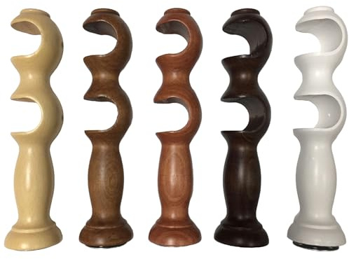 Paire de Supports de Tringle à Rideaux Double en Bois, Supports pour Tringle Diamètre 35 mm, Diverses Tailles et Couleurs (PAIRE DE SUPPORTS BLANCS)