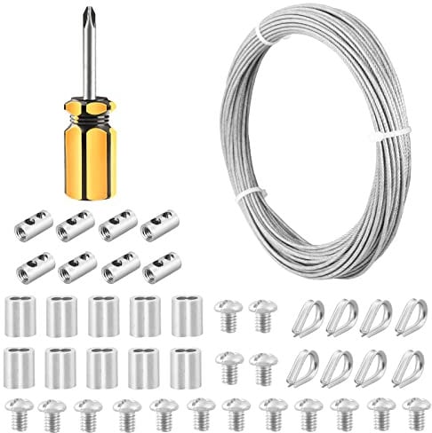Abimars Drahtseil 2mm, 20m Drahtseil ummantelt,304 Edelstahl Seil mit Aluminiumhülsen,Edelstahlseil kann zum Litzenkern Aufhängen von Bildern,Kleiderschnur,Lichtleiter,Angeln