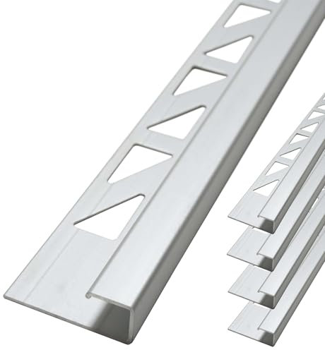 Dalsys 5x Fliesenschiene 2,5m x 10mm Eckprofil Quadratprofil Aluminium (eloxiert) Chrom glänzend, Fliesenprofil
