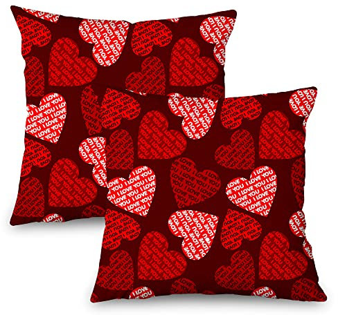 Toobaso Valentinstag-Kissenbezüge mit roten Rosen, 50 x 50 cm, 2 Stück, Heimdekoration, Hochzeit, Jahrestag, Mädchen, Frau, Geschenke, Dekokissen, Kissenbezüge für Wohnzimmer, Sofa