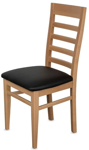 KEHO Esszimmerstühle 4er Set (CH62) - bis 150 kg - Aus massivem Buchenholz - Stühle Esszimmer - Fertig montiert (Natur - Schwarz)