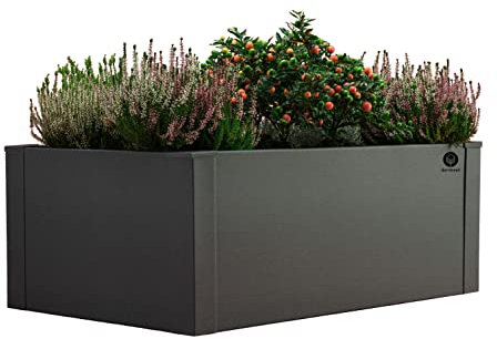 Design-Hochbeet aus Aluminium-Metall, 200x60 cm und 200x100 cm, 7 Farben, Made in Germany (Weiß, 200 x 100 x 37 cm)