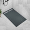 Piatto doccia in mineralmarmo grigio antracite superficie ad effetto pietra ardesia, serie Cannes, slim 3 cm, rivestito di Gelcoat, antiscivolo