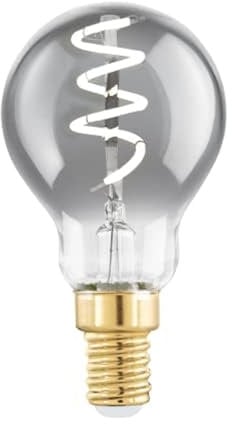EGLO E14 Lampe dimmbar, Spiral LED Glühbirne, Vintage Deko Leuchtmittel schwarz-transparent im Retro-Design, 4 Watt, 100 Lumen, warmweiß, 2000k, Edison Birne P45, Ø 4,5 cm
