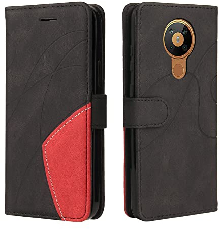 Fatcatparadise Kompatibel mit Nokia 5.3 Hülle, Leder PU Brieftasche Handyhülle Flip Case Silikon Bumper Schutzhülle Klapphülle. Lederhülle mit Kartenfächern und Standfunktion (Schwarz)
