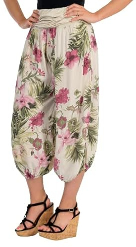 Malito Damen Aladinhose mit floralem Muster, Haremshose zum Tanzen, Pumphose zum Chillen - Freizeithose - Pluderhose 8938 (beige)