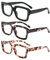 MMOWW 3-Pack Reading Glasses for Women - Blue Light Blocking Stylish Oversize Square Frame Anti Glare Digital Eyestrain Ladies Reader (Black + Brown Grey Tortoiseshell + Tea Tortoiseshell, +2.0)