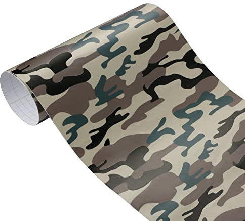 Camouflage Vinylfolie 50cmx200cm - Selbstklebende Tarnung Fahrzeug Lackschutzfolie, Wasserdichte Auto Schutz Folie, Autoaufkleber für SUV, LKW, Bike, Motorrad, Boot, Laptop
