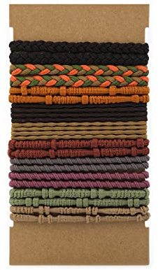 20pcs Hair Tie Bracelets for Women Men, Boho Hair Ties Bracelets Hair Elastics No Damage Ponytail Holders for Thick/Medium/Long Hair (4 Styles, 10 Colors)