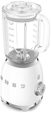 Smeg, BLF03WHEU, 1,5 l Standmixer, 4 -Geschwindigkeitsstufen, 4 Automikprogramme, Abnehmbare Doppelklinge, Deckelöffnung transparent mit Dosierkappe, rutschfest, 800W, Weiß