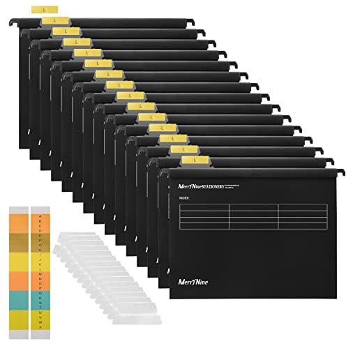 MerryNine Hängemappen, Polypropylen, Aktenschrank, Hängemappen mit Registern und Karteneinsätzen für Schule, Zuhause, Arbeit, Büro, Organisation, 15 Stück, Größe vor der Bestellung überprüfen,