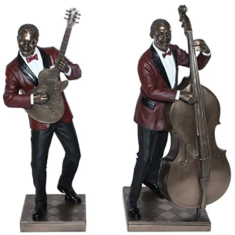Deko Figur Jazz Musiker Figuren Gitarrist und Bassist H 32 cm Dekofigur Jazz Band Parastone